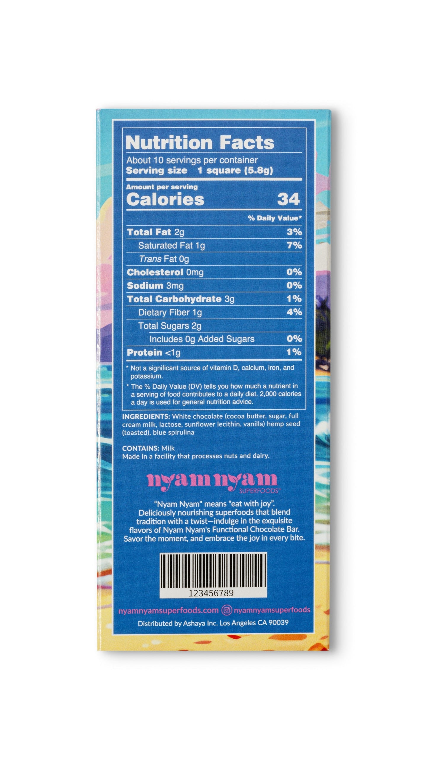 Smooth White Chocolate + Blue Spirulina + Toasted Hemp Seed - Functional Chocolate Bar