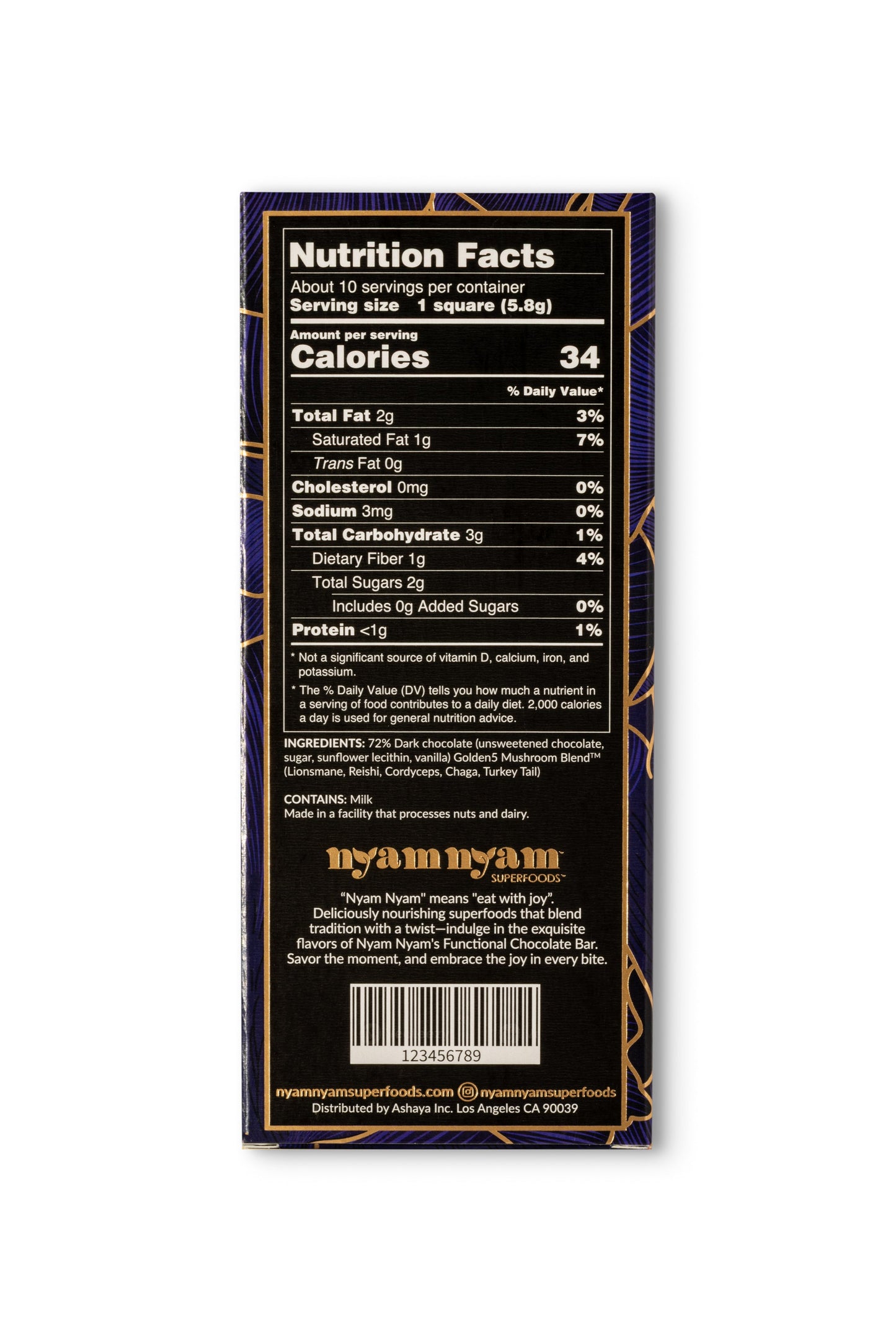Rich Dark Chocolate + Golden5 Mushroom Blend - Functional Chocolate Bar