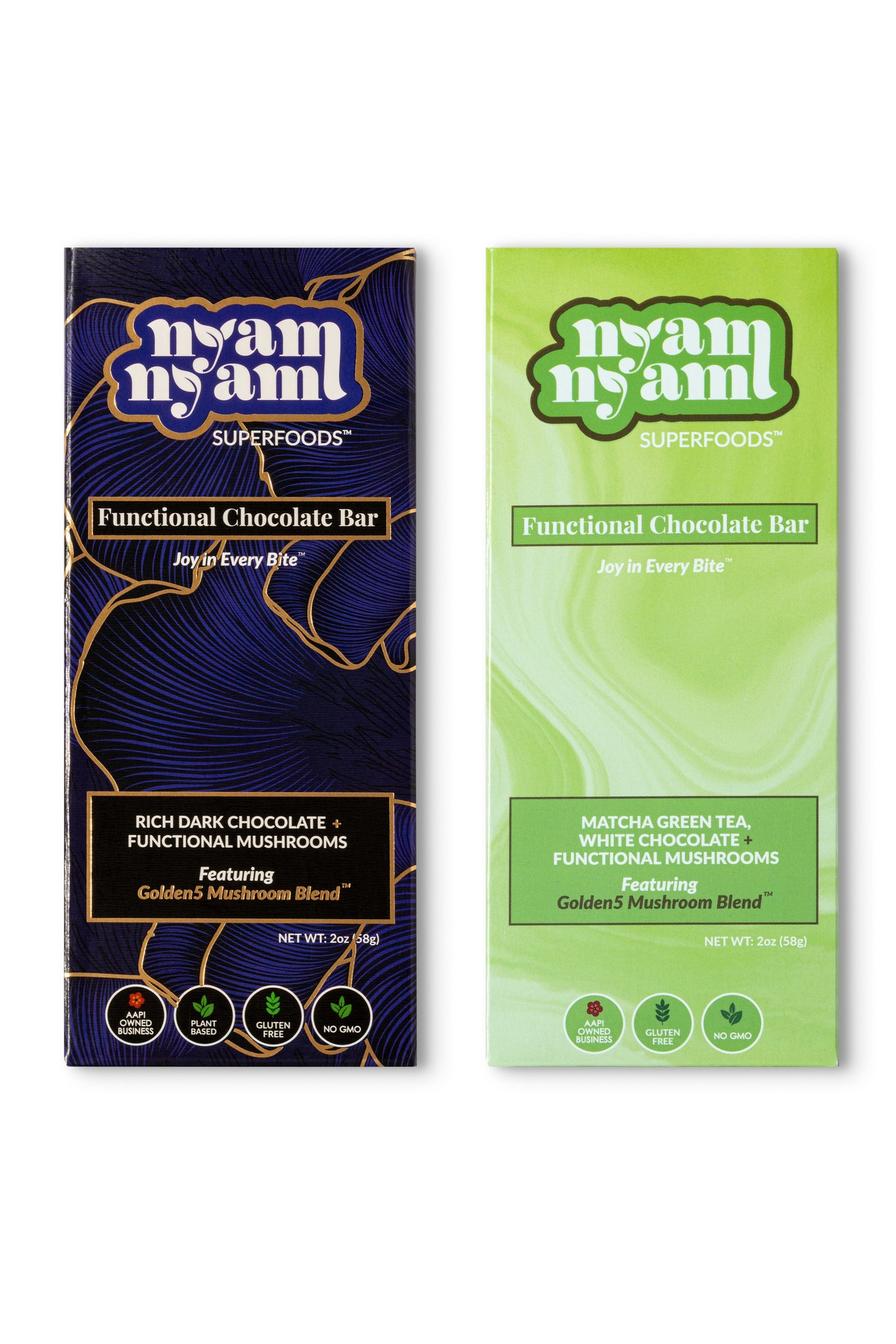 Golden Duo: Functional Mushroom Chocolate Bars - 2 pack