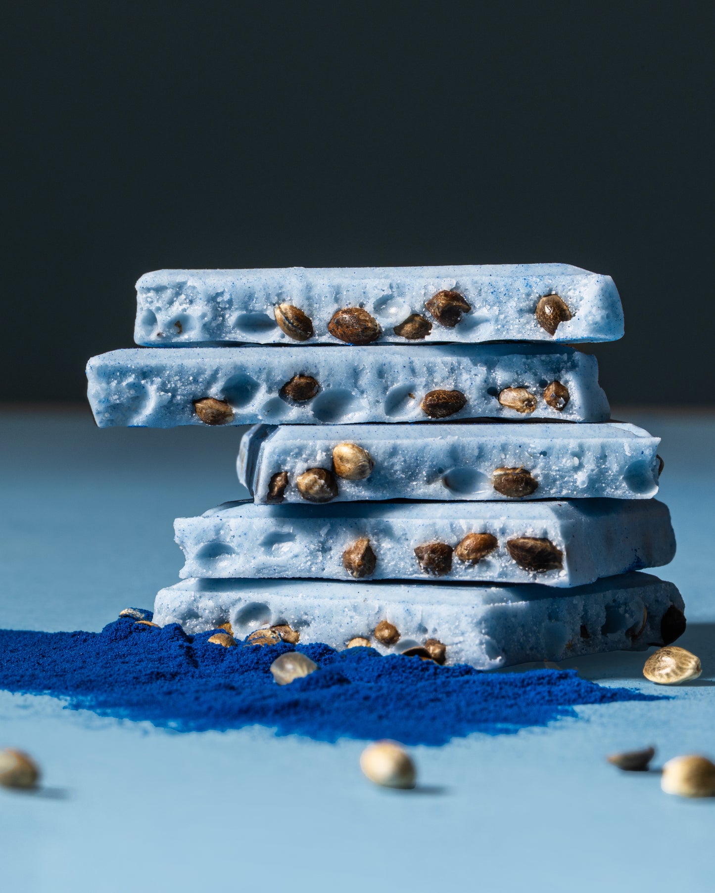 Smooth White Chocolate + Blue Spirulina + Toasted Hemp Seed - Functional Chocolate Bar