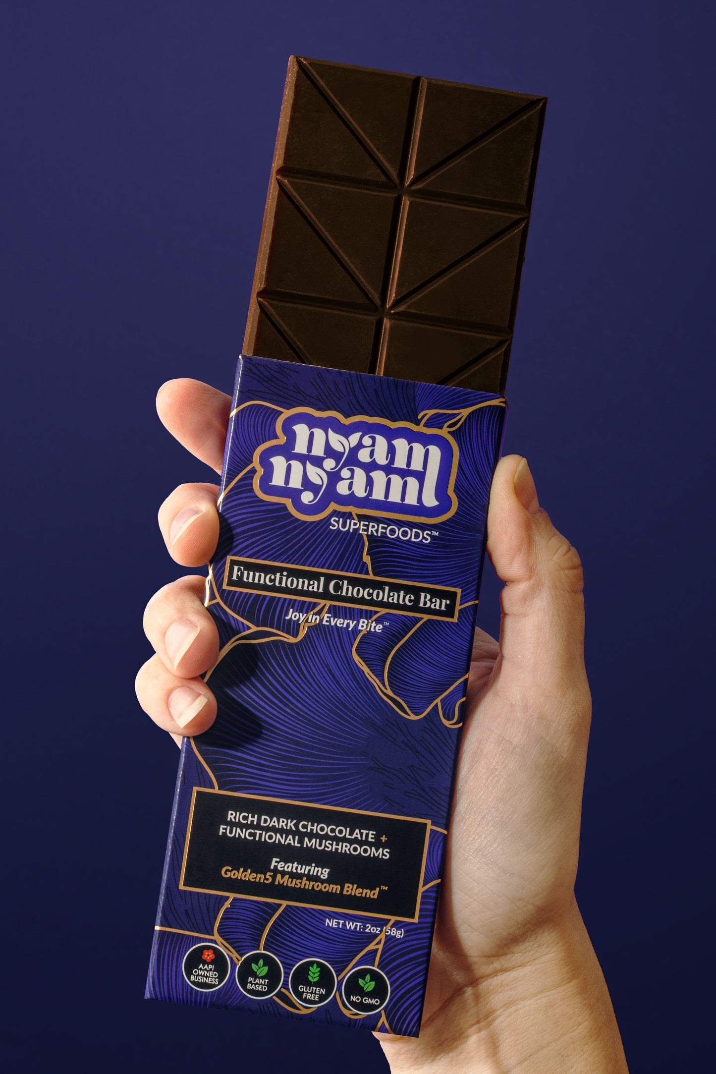 Rich Dark Chocolate + Golden5 Mushroom Blend - Functional Chocolate Bar