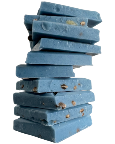 Smooth White Chocolate + Blue Spirulina + Toasted Hemp Seed - Functional Chocolate Bar