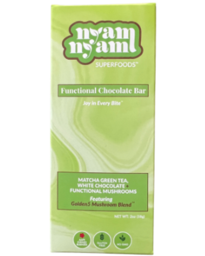 Matcha Green Tea + White Chocolate + Golden5 Mushroom Blend - Functional Chocolate Bar