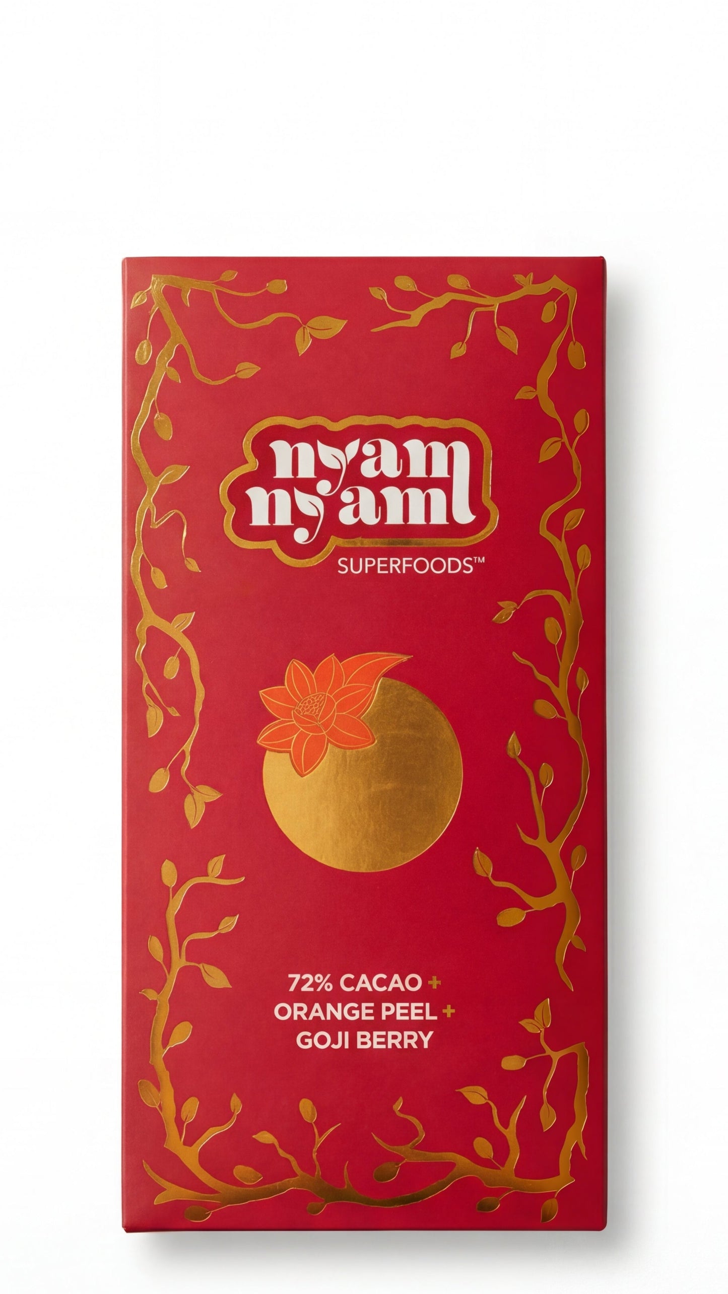 Dark Chocolate + Orange Peel + Goji Berry + Gold - Functional Chocolate Bar Gift for Prosperity & Health