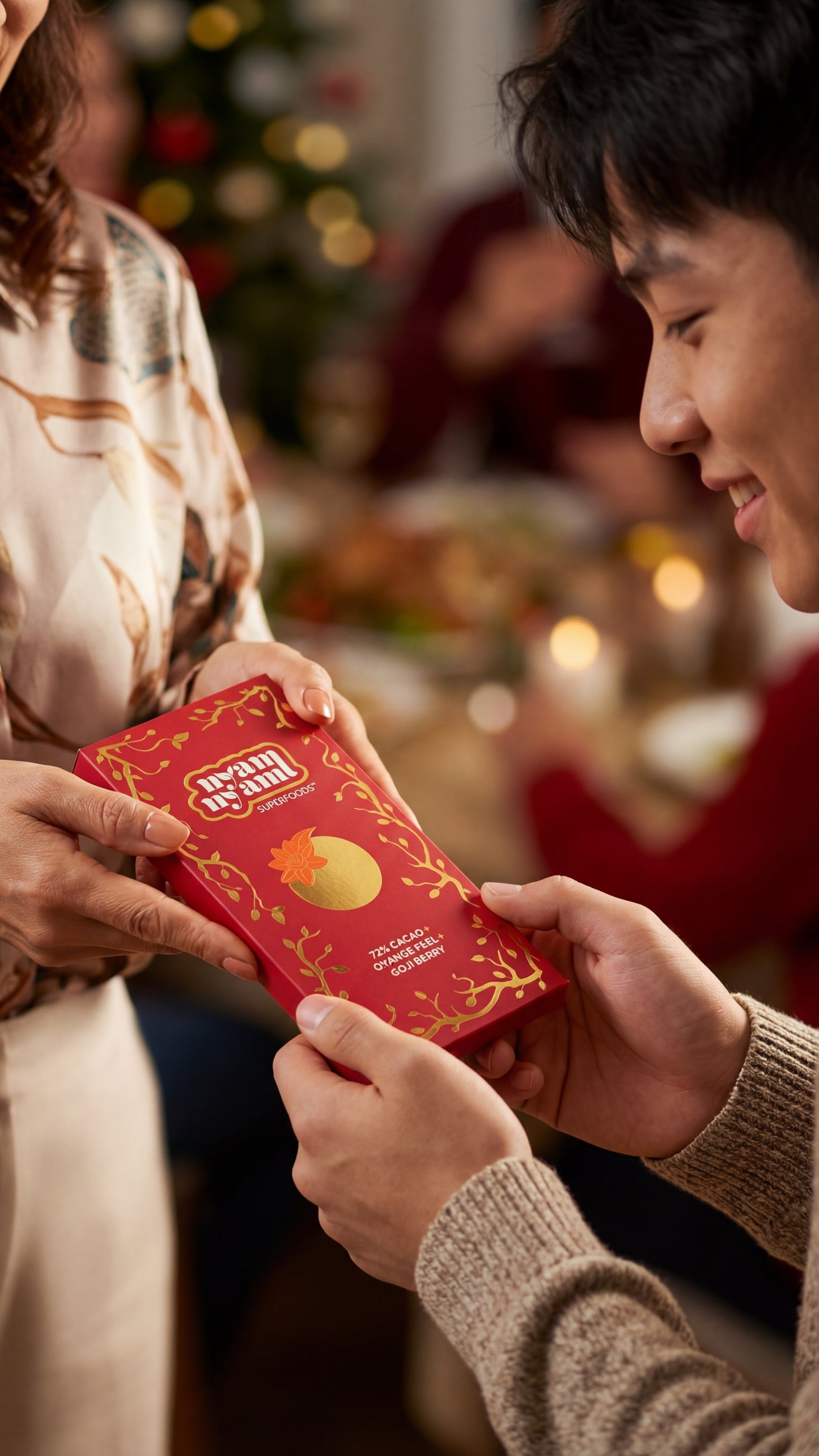 Dark Chocolate + Orange Peel + Goji Berry + Gold - Functional Chocolate Bar Gift for Prosperity & Health