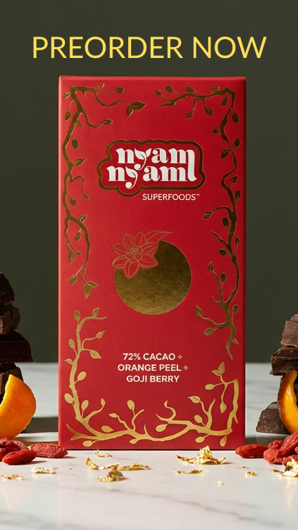 Dark Chocolate + Orange Peel + Goji Berry + Gold - Functional Chocolate Bar Gift for Prosperity & Health